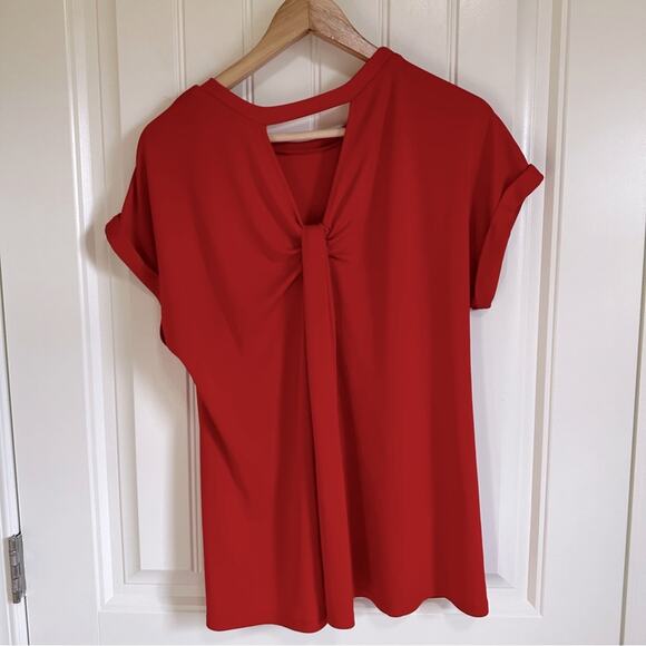 Cato women’s‎ blouse medium red short sleeve - Picture 5 of 7